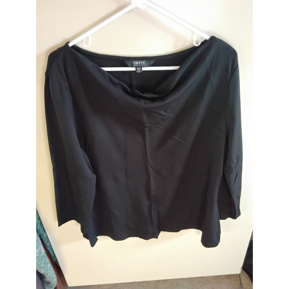 IMNYC Isaac Mizrahi Womens Black Cowl Neck Long Sleeve‎ Top Blouse XL